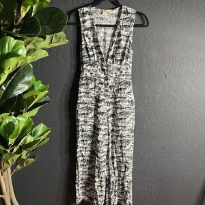 Marine Layer Size Small Holi Jumpsuit California Palm Trees Black White Pockets